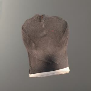 POLO Ralph Lauren Mens 1/4 Zip Pullover Sweater Size L Charcoal Gray,preppy